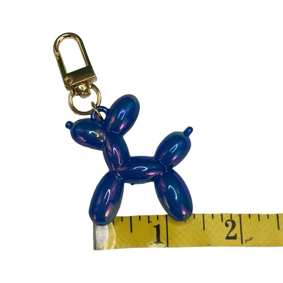 Blue Iridescent Multichrome Balloon Dog Bag Charm Keychain - Picture 8 of 11